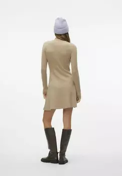 Платье-джемпер VMGOLD HIGHNECK SKATER Vero Moda, бежевый