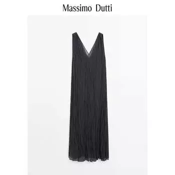 Платье фактурноеMassimo Dutti плиссированное, серый