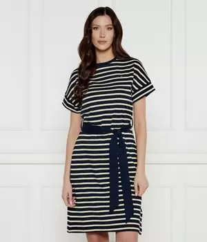 Платье-футболка Tommy Hilfiger в полоску с поясом, синий