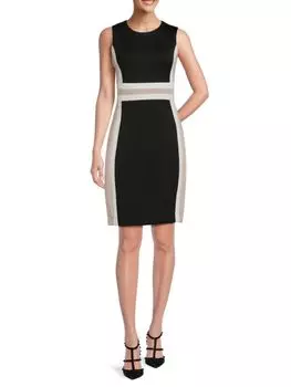 Платье-футляр с цветными блоками Calvin Klein, цвет Black White Khaki