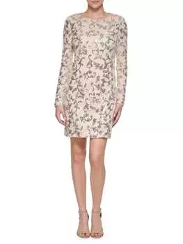 Платье-футляр Vince Camuto с цветочной вышивкой, бежевый