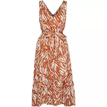 Платье GAP Belted Maxi, коричневый
