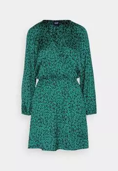 Платье Gap Wrap Mini Summer, зеленый