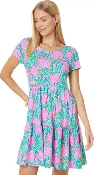 Платье Geanna с короткими рукавами Lilly Pulitzer, цвет Frenchie Blue Turtley in Love