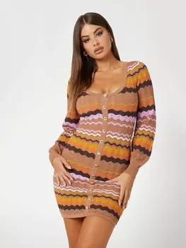 Платье GUESS Knitted dress, бронзовый