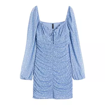 Платье H&amp;M Gathered Mesh, голубой