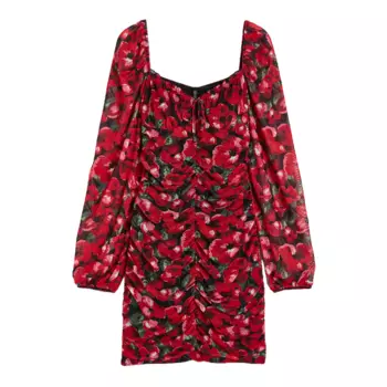 Платье H&M Gathered Mesh, красный