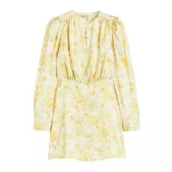 Платье H&M Gathered Satin, желтый