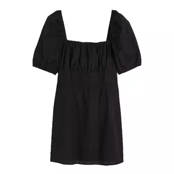 Платье H&amp;M+ Puff-sleeved Poplin, черный
