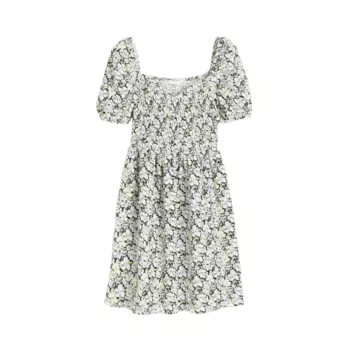 Платье H&M Textured Jersey, голубой/цветочный принт