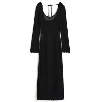 Платье H&amp;M Tie-detail Hole-knit, черный