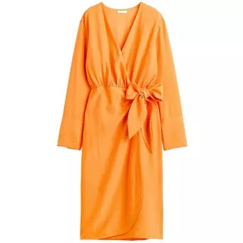 Платье H&M Tie-detail Wrap, оранжевый