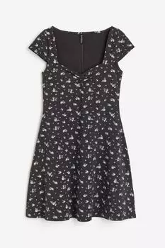 Платье H&M Cap-sleeved Jersey, черный