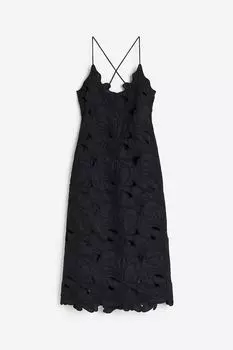 Платье H&M Embroidered, черный