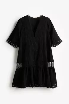 Платье H&M Embroidered, черный