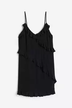 Платье H&M Flounce-trimmed Crped, черный