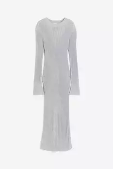 Платье H&M Shimmery Rib-knit, серебристый