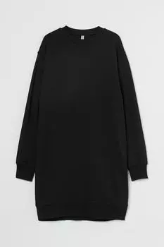 Платье H&M Sweatshirt, черный