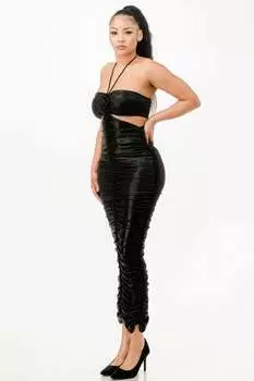 Платье-халтер с металлическим отливом FASHNZFAB, черный
