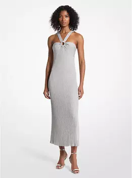 Платье-халтер с металлическим плетением Michael Kors, серебряный