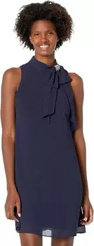 Платье High Neck Float with Bow Neck Vince Camuto, темно-синий