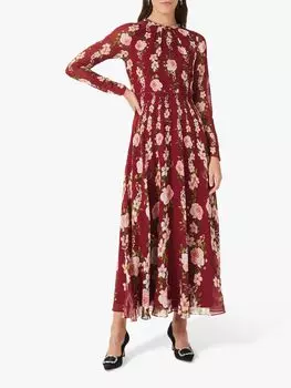Платье Hobbs Rosabelle с цветочным принтом, бордовый