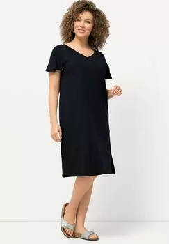Платье из джерси CAP SLEEVE V-NECK MIDI Ulla Popken, синий