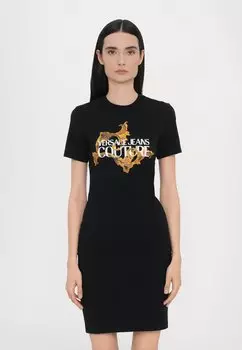 Платье из джерси LOGO BAROQUE Versace Jeans Couture, черный