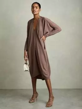 Платье из джерси с драпировкой от грейси Reiss, цвет Mink