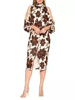 Платье из джерси с открытыми плечами Alexia Admor Beige multicolor