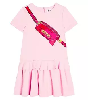 Платье из джерси с принтом Moschino Kids, розовый