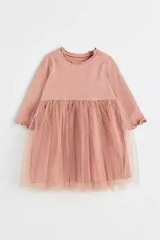 Платье из джерси с тюлем H&amp;M, розовый