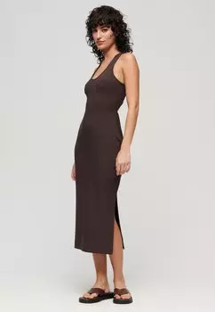 Платье из джерси SCOOP NECK MIDI Superdry, коричневый
