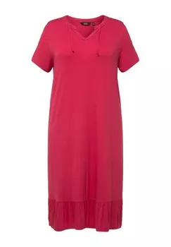Платье из джерси SPLIT NECK SHORT SLEEVE MIDI Ulla Popken, роза