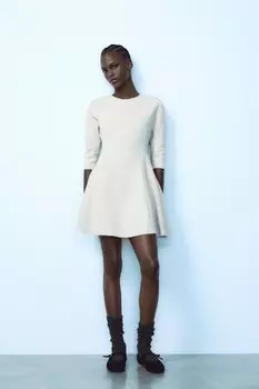 Платье из интерлока ZARA, бежевый