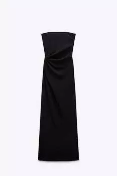 Платье из смешанной шерсти с драпировкой - ограниченная серия ZARA, черный