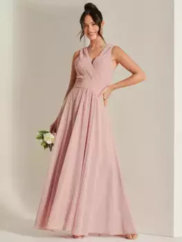 Платье Jolie Moi Wrap Front Chiffon Maxi, цвет mauve/pink