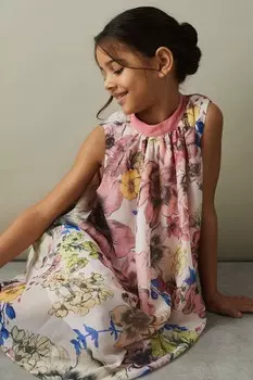 Платье Kaka с цветочным принтом и вырезом через шею Reiss, розовый