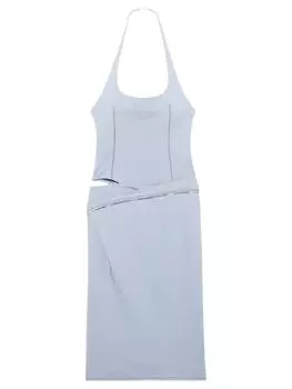 Платье La Robe Hielo с воротником халтер Jacquemus, светло-голубой
