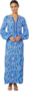 Платье Laurelie Long Sleeve Maxi Lilly Pulitzer, цвет Abaco Blue Have It Both Rays Engineered Woven Maxi