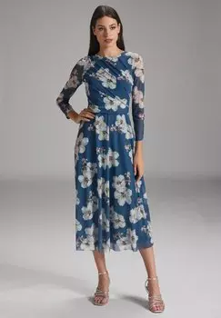 Платье летнее Midi Langes Mit 3/4 Arm Swing, цвет faded blue multi