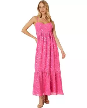 Платье Lilly Pulitzer Hiedi Maxi, цвет Aura Pink Viscose Metallic Clip Dobby