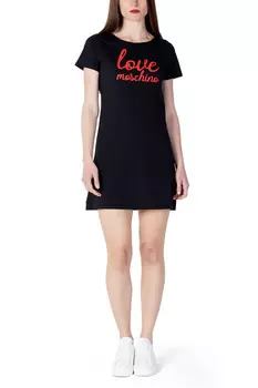 Платье Love Moschino с красным логотипом, черный