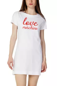 Платье Love Moschino с красным логотипом, белый