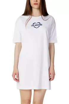 Платье Love Moschino с синим логотипом, белый