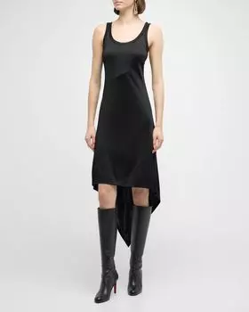 Платье-майка из струящейся ткани с высоким и низким вырезом Helmut Lang, цвет Blk