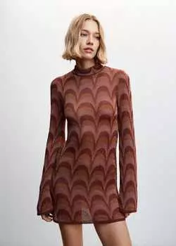 Платье MANGO, насыщенный оранжевый