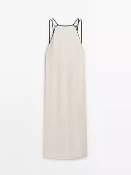 Платье Massimo Dutti Contrast Camisole, черный/кремовый