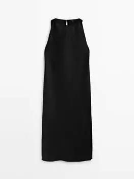 Платье Massimo Dutti Linen Halter, черный