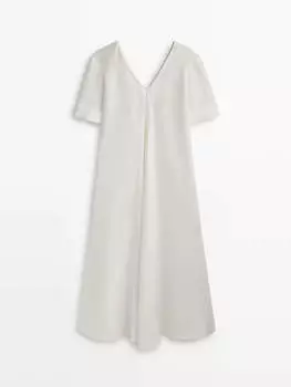 Платье Massimo Dutti Linen Kaftan, белый